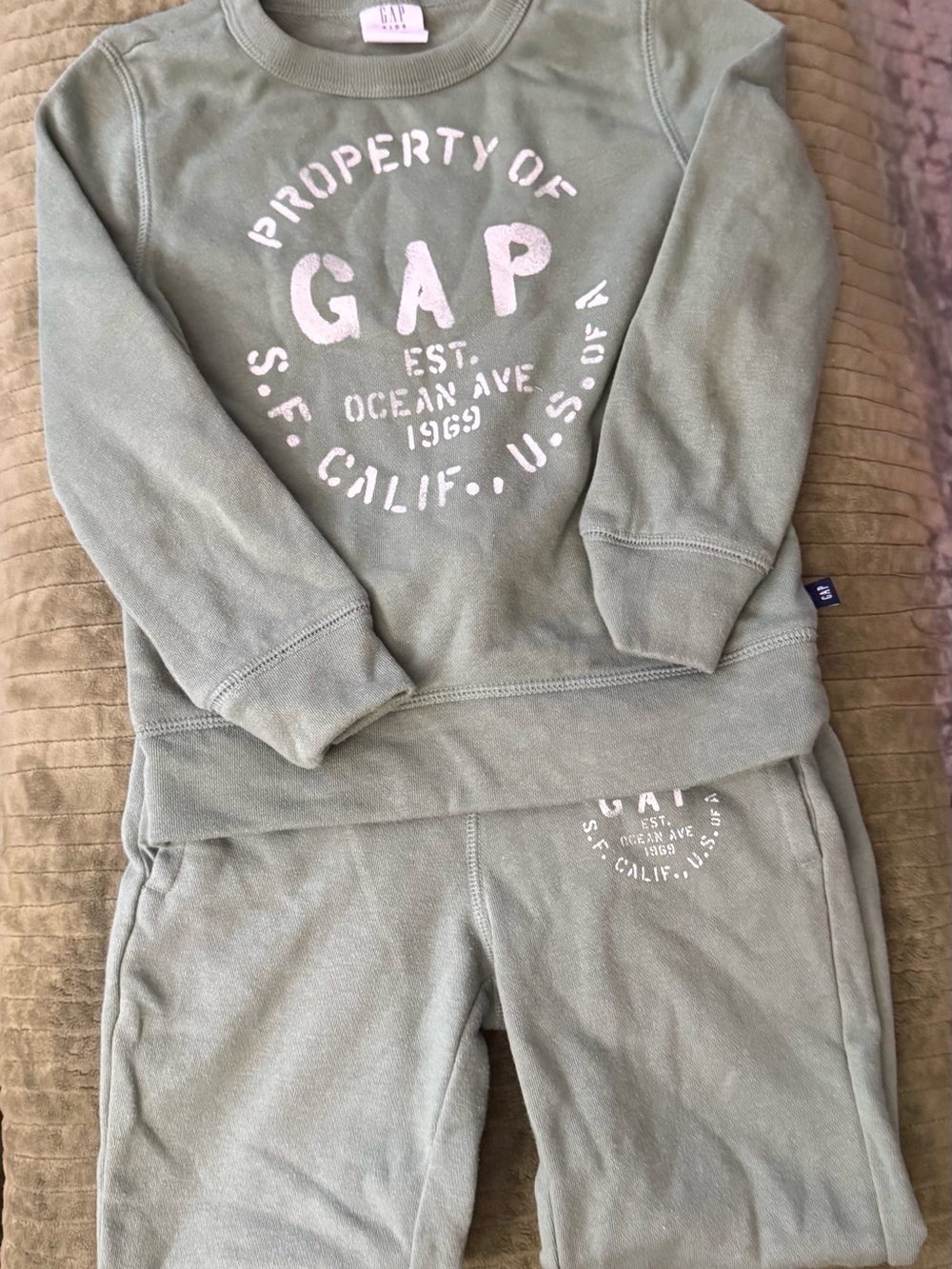 GAP Kids Sage Green Logo Sweatshirt & Joggers